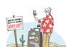 An illustration of a tourist at White Sands missile range