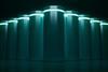 Image showing line up of lithium-ion batteries on dark background